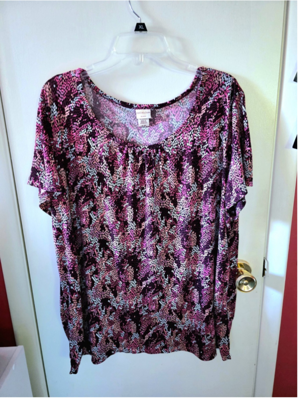 Covington Woman Short Sleeved Plus Size Animal Print Top Size 16/18W Stretch
